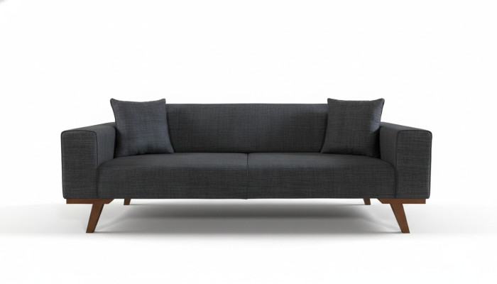 Schwarz Sofa 3 Sitzer Textil Couch Dreisitzer Polster Möbel