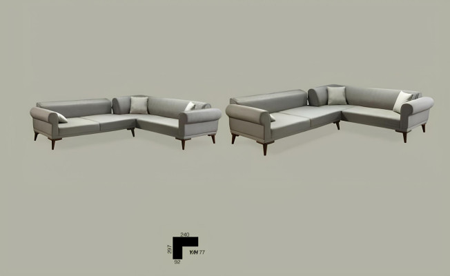 Ecksofa L-Form Couch Polsterung Luxus Wohnzimmer Soft Style Sofa Grau