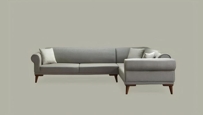 Ecksofa L-Form Couch Polsterung Luxus Wohnzimmer Soft Style Sofa Grau