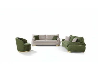 Sofagarnitur 3+3+1 Sitzer Sofa grau Couch Polster Garnitur Stoff Möbel
