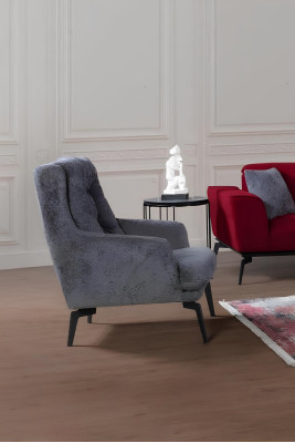 Sofagarnitur 331 Sitz Polster Sofa Wohnlandschaft Möbel Rot Grau