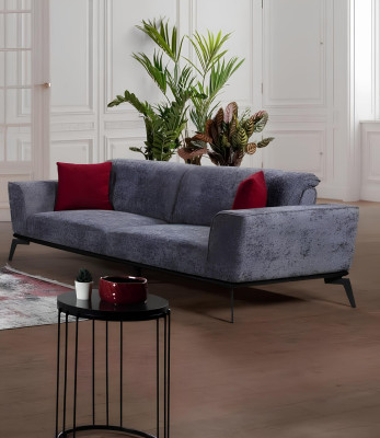 Sofagarnitur 331 Sitz Polster Sofa Wohnlandschaft Möbel Rot Grau