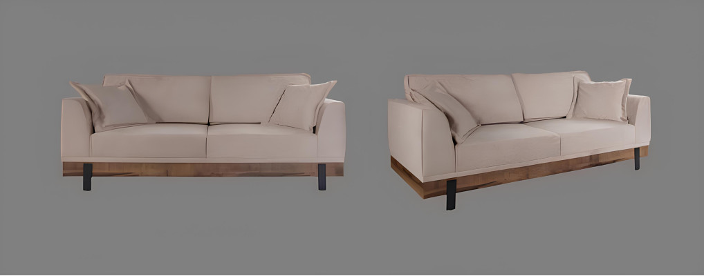 Wohnzimmer Sofa 3 Sitzer Beige Textil Sofas Couch Polster Möbel