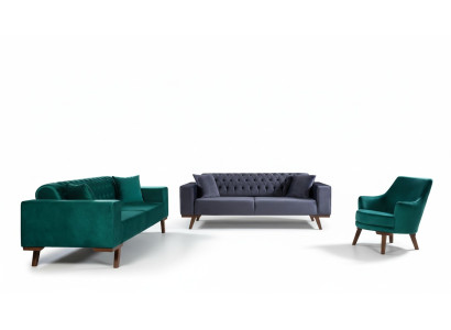 Sofagarnitur 3+3+1 Sitz Wohnzimmer Stil Couch Sofa Violett Turkis