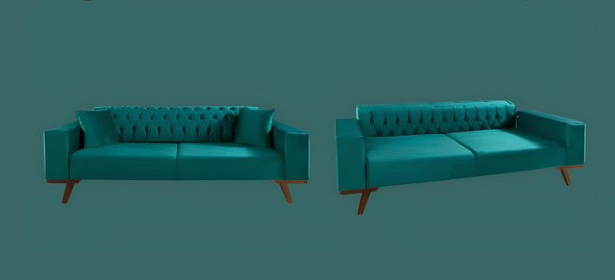 Schwarz Sofa 3 Sitzer Textil Couch Dreisitzer Polster Möbel