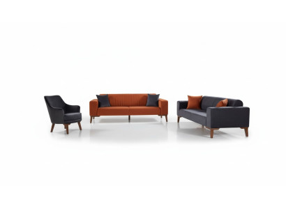 Sofagarnitur Sofa Garnitur Sofas 3+3+1 Sitz Stoff 3tlg Couch Set Polster Textil