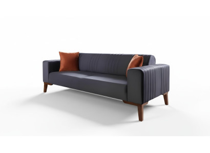 Grauer Dreisitzer Couch Couchen Sofa Elegante Sitzmöbel Sofa Wohnzimmer Samt