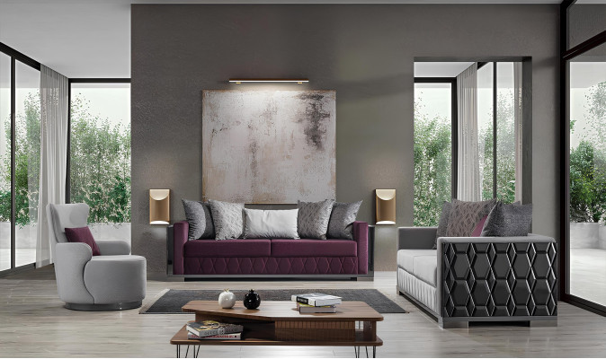 Luxus Sofa Dreisitzer 3 Sitz Sofas Grau Wohnzimmer Couch Stoff Design