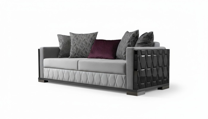 Luxus Sofa Dreisitzer 3 Sitz Sofas Grau Wohnzimmer Couch Stoff Design