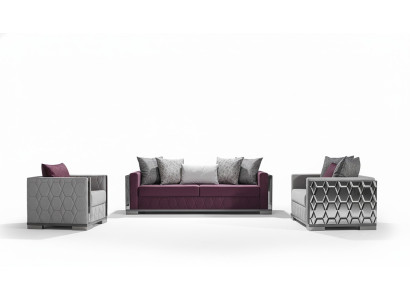 Luxus Sofagarnitur 3+3+1 Sitzer Gruppe Sofa Sitzer Wohnzimmer Sofas
