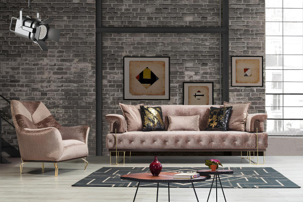 Sofagarnitur Sofa Garnitur Sofas Sessel 3+3+1Sitzer Stoff Modernes