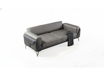 Sofa 3 Sitzer Couch Holz Möbel Sofas Couch Holz Leder Imitation 240cm