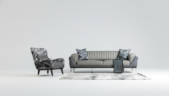 Sofa Garnitur 3+1 Sitzer Wohnzimmer Garnitur Sofa Sessel Sofa Neu Grau