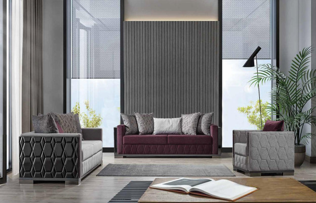 Silber Sofagarnitur Couch Sitzpolster Sofagarnitur 3+1 Sitzer Couchen