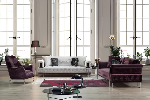 Sessel Einsitzer 1Sitzer Polster Sitz Designer Sitz Stoff Moderne Lila