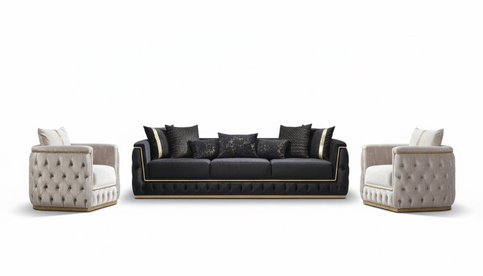 Sofagarnitur Garnitur Sofas Sofa Sessel Dreisitzer 3+3+1 Sitzer Stoff