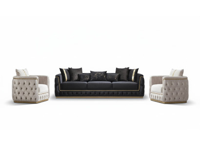 Sofagarnitur Garnitur Sofas Sofa Sessel Dreisitzer 3+3+1 Sitzer Stoff