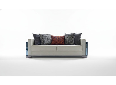 Dreisitzer Luxus Sofa 3 Sitz Sofas Sitz Design braun Metall mit Textil