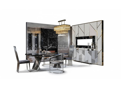 Esszimmer Set Esstisch 4x Stühle und Anrichte mit Spiegel Möbel Neu
