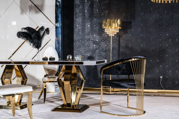 Esszimmer Stuhl weiß Luxus Metall mit Textil Stühle Stil Modern Lehnstuhl