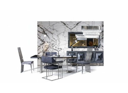 Esszimmer Komplett Esstisch 4 Stühle Anrichte mit Spiegel Set 7tlg Esstisch Neu