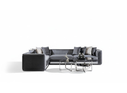 Ecksofa L-form Couchtisch Beistelltisch 3tlg Set Polster Wohnlandschaft