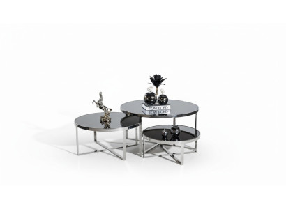 Wohnzimmer Couchtische Luxus Design 3tlg. Holz grau Stil Modern Tisch