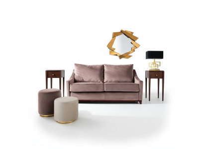 Wohnzimmer Set Sofa Couch Beistelltisch Hocker Sofas Couchen Möbel Textil 3tlg.