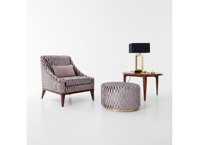 Garnitur Wohnzimmer Sessel Couchtisch Hocker Modern Sitzer Stoff Holz 3tlg Set