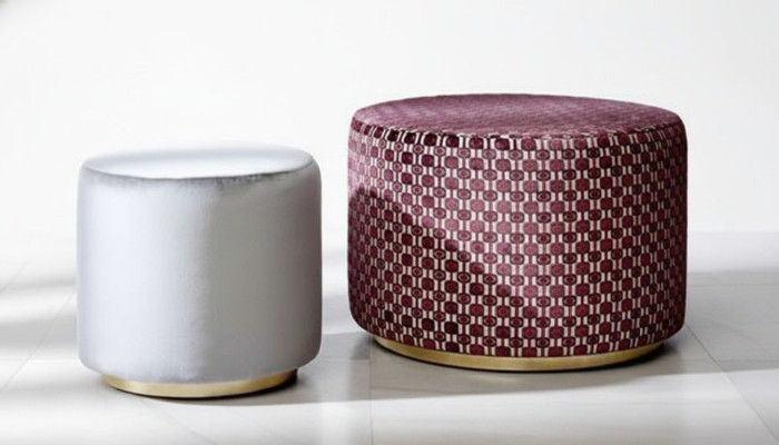 Gruppe Hocker Sitzhocker Sitzbank Pouf Samthocker Stoff Rund Holz Set 2tlg