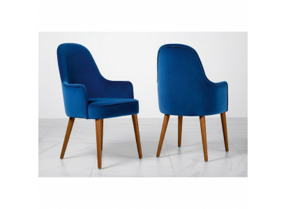 Esszimmerstuhl Stuhl Sessel Sitzer 1 Sitz Clubsessel Stoff Blau Esszimmer Holz
