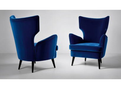 Sessel Lehnstuhl Ohrensessel 1 Sitzer Sitz Stoff Luxus Wohnzimmer Modern Blau