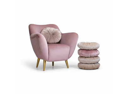 Sessel Lehnstuhl Ohrensessel 1 Sitzer Sitz Stoff Luxus Wohnzimmer Modern Rosa