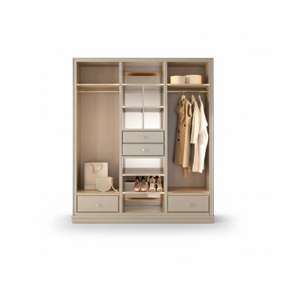Offener Kleiderschrank Schlafzimmer Schrank Begehbare Möbel Schrank Holz Beige