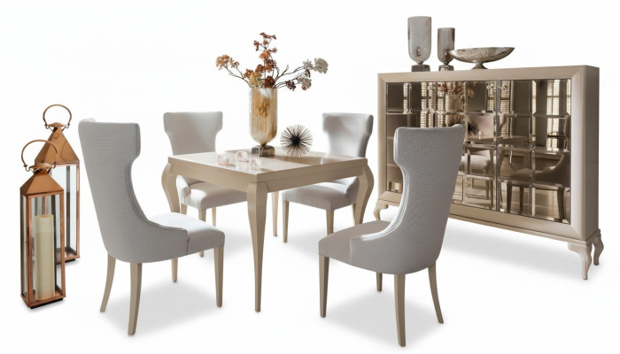 Esszimmer Esstisch Stuhl Essgruppe Essecke Stühle Luxus Weiß Kommode Set 6tlg