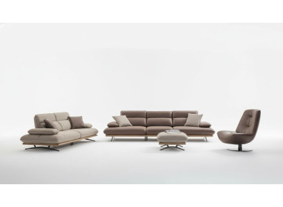 Sofagarnitur Sofa 4+3+1 Sitzer Sessel Luxus Kunstleder Braun Gruppe