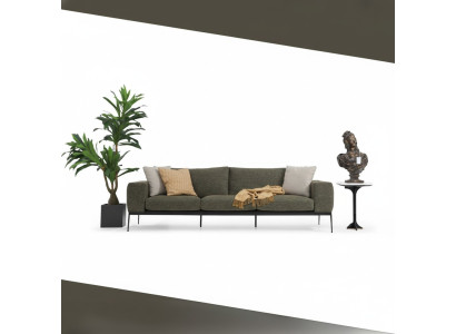 Dreisitzer Sofa 3 Sitzer Sofas Grau Stoff Wohnzimmer Luxus Modern Neu