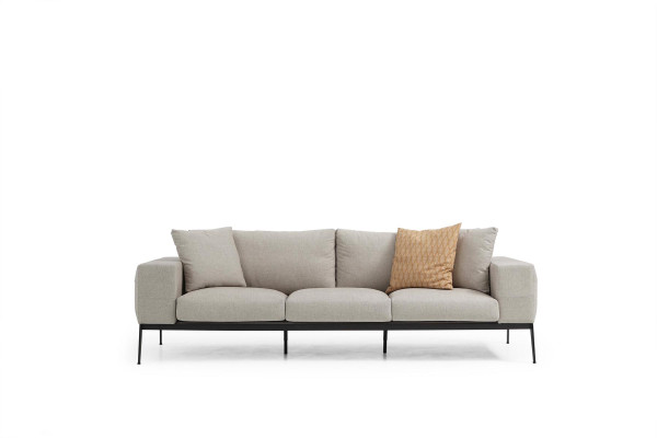 Dreisitzer Sofa 3 Sitzer Sofas Beige Stoff Wohnzimmer Luxus Modern Neu
