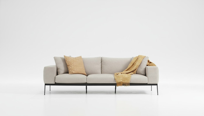 Dreisitzer Sofa 3 Sitzer Sofas Beige Stoff Wohnzimmer Luxus Modern Neu