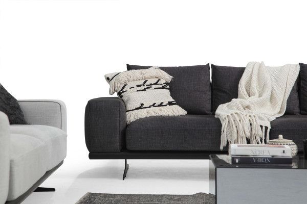 Ecksofa L-Form Sofa Wohnzimmer Grau Modern Stoff Sofas Sitzer Design