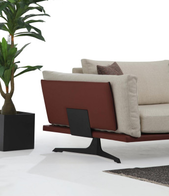 Viersitzer Sofa 4 Sitzer Stoff Beige Modern Design Wohnzimmer Luxus