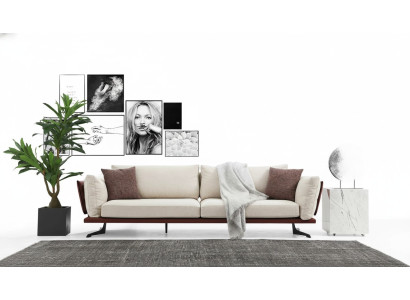 Viersitzer Sofa 4 Sitzer Stoff Beige Modern Design Wohnzimmer Luxus