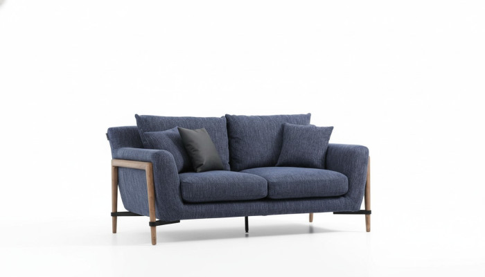 Viersitzer Sofa 4 Sitzer Stoff Sofas Modern Design Wohnzimmer Blau