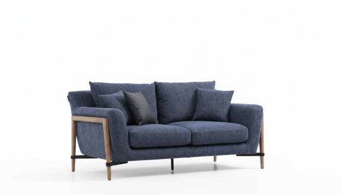 Dreisitzer Sofa 3 Sitzer Stoff Modern Sofas Design Wohnzimmer Blau