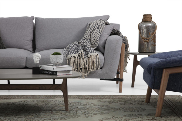 Sofagarnitur 2 Sitzer Sessel Zweisitzer Stoff Sofas Modern Design Grau