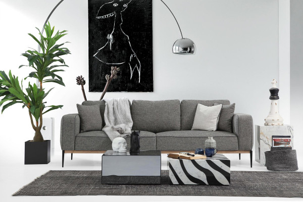 Komplette Couchgarnitur Sofagarnitur Sofa 321 Sitzer Stoff Set Grau