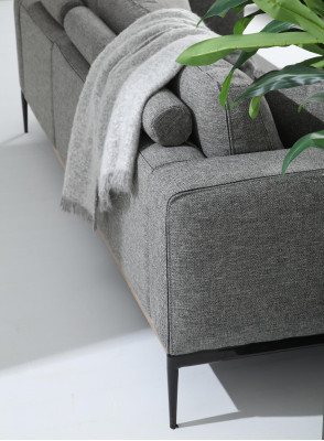 Sofagarnitur 4 Sitzer Sessel Viersitzer Stoff Sofas Modern Design Grau