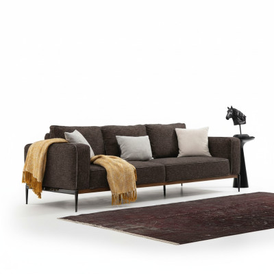Dreisitzer Sofa 3 Sitzer Stoff Modern Sofas Design Wohnzimmer Grau