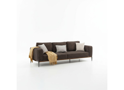 Sofagarnitur 4 Sitzer Sessel Viersitzer Grau Stoff Sofas Modern Design