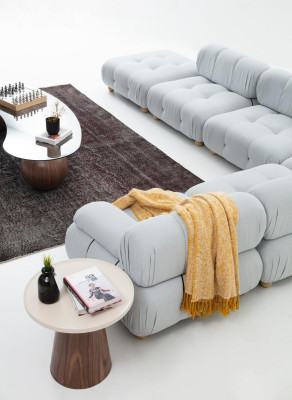 Ecksofa Sofa Stoff Wohnzimmer Sofas Eck Grau Modern Polyester Design